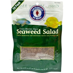 image:imageSan Francisco Bay Brand Green Seaweed Salad Dried Marine Algae Bulk 95 Ounce 100 Full Size Sheets Aquarium Fish Food for Saltwater Marine amp Freshwater  Seaweed for All Algae Eater Grazers091 Ounce 40 Mini Sheets